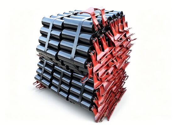 Conveyor Belt Trough Roller Set Steel Frame Bulk Material Handling Conveyor Use
